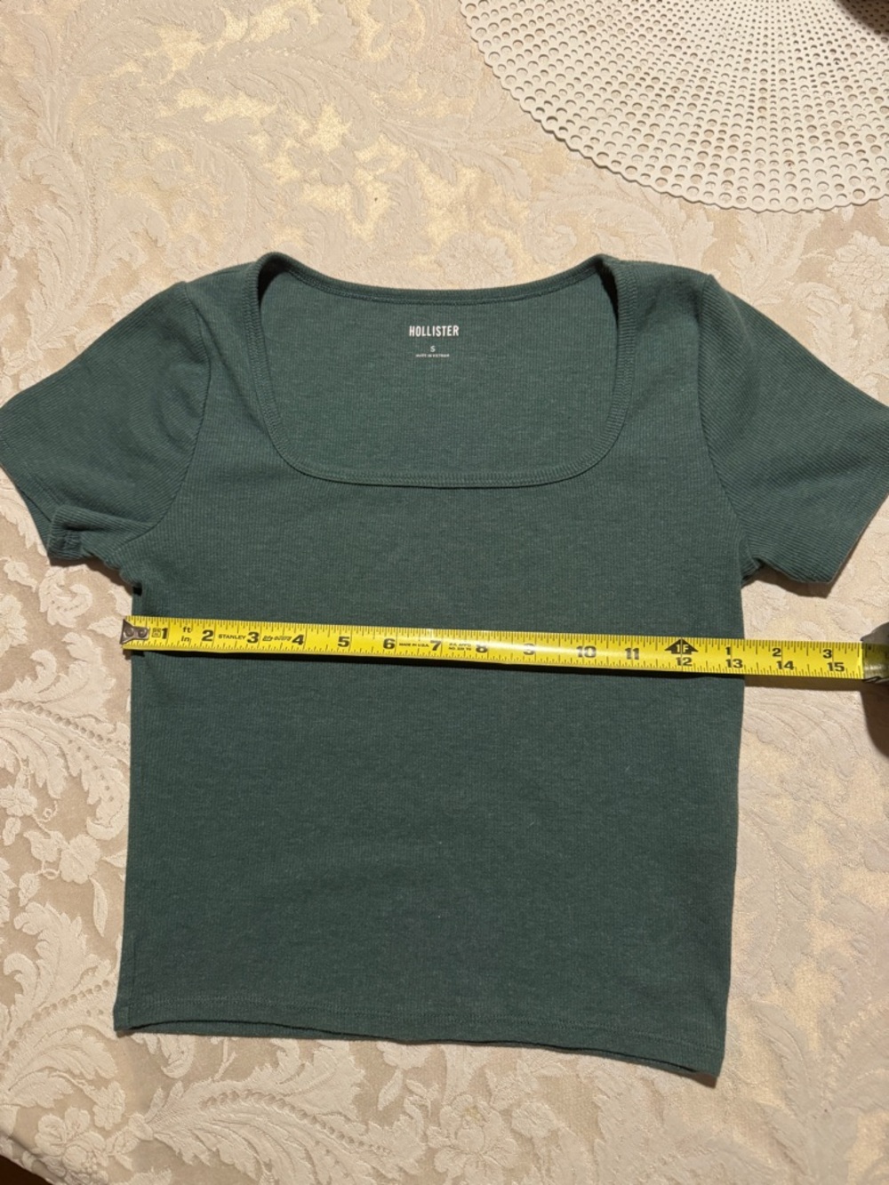 Hollister Ribbed Baby Tee Green Cropped Fitted Top Size Small/XS Y2K - Picture 5 of 7
